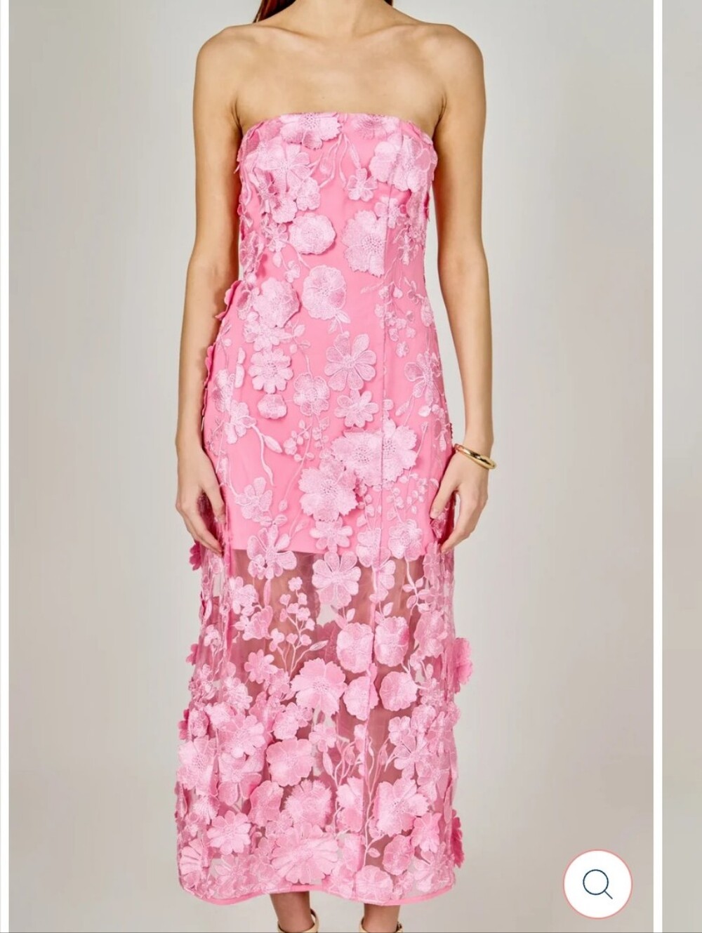Nwt 1X $ 230 Endless Rose Strapless Pink Floral Embroidered Maxi Dress B3 - Picture 3 of 16